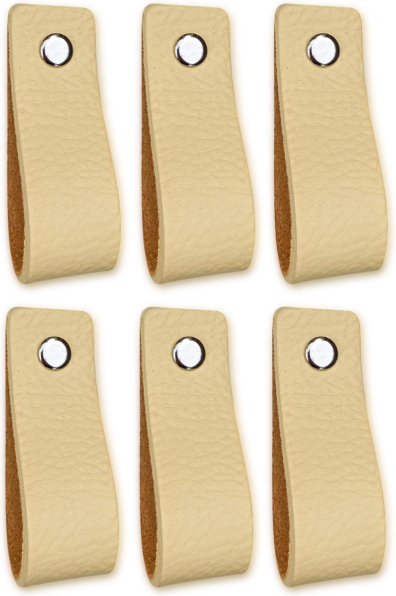 Brute Strength - Leren handgrepen voor meubels - Bruin - 12 stuks - 16,5 x 2 ,5 cm - Kastgreep, Deurgreep voor keuken, badkamer, kasten, dressoir, hout