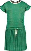 Like FLO Meisjes metallic jersey plisse jurk - groen - Maat 152