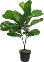 Groene Ficus carica/vijgenboom kunstplant 71 cm in zwarte pot - Kunstplanten/nepplanten - Vijgenbomen