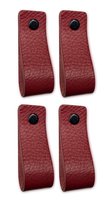 Leren handgrepen - Bordeaux Rood - 4 stuks - 16,5 x 2,5 cm | incl. 3 kleuren schroeven per leren handgreep