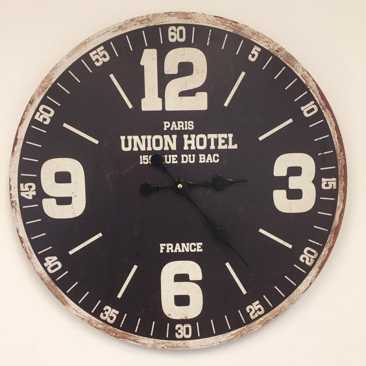 Wandklok UNION HOTEL ZWART RETRO INDUSTRIEEL DESIGN