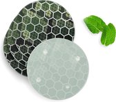 4 Luxe Glazen Onderzetters - Design Snakeskin Honeycomb - Rond
