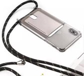 Backcover met kaarthouder en zwart koord - stootrandjes - anti shock geschikt voor iPhone  11 Pro Max hoesje - Smokey transparant