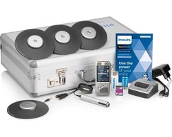 Philips DPM8900/02 PocketMemo Vergaderrecorder - 4x 360° microfoon/ 32 pers. - accessoires - Aluminium koffer - SpeechExec Basic Dictate 12, 2-jaar licentie