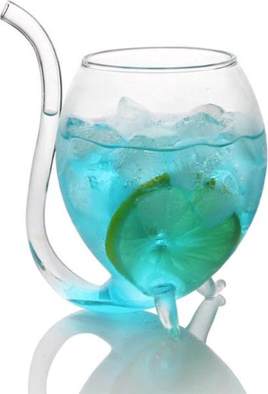 Cocktail glazen met rietje van glas ingebouwd - Luxe Party Glazen -  Cocktailglas -... | bol.com