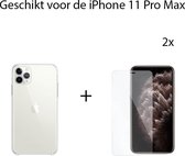 Apple - iPhone 11 Pro Max - TPU Siliconen hoesje met verstevigde randen - Met 2 extra screenprotectors
