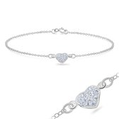 Joy|S - Zilveren classic petit hartje armband 18 cm kristal