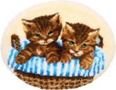 Knoopvormtapijt kit Kittens in mand - Vervaco - PN-0180277