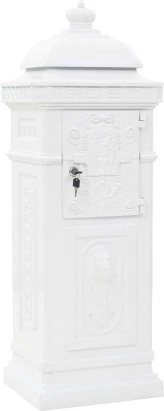 vidaXL Pilaar brievenbus vintage stijl roestbestendig aluminium wit