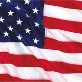 48x Amerika\\USA landen thema servetten 33 x 33 cm - Papieren wegwerp servetjes - Amerikaanse versieringen/decoraties