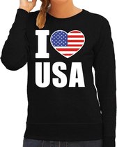 I love USA sweater / trui zwart voor dames S