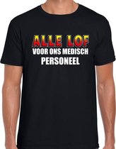 Alle lof voor ons medisch personeel t-shirt zwart voor heren L