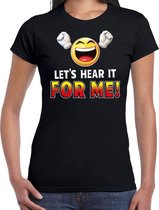 Funny emoticon t-shirt lets hear it for me zwart voor dames XL