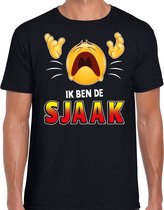 Funny emoticon t-shirt ik ben de Sjaak zwart voor heren S