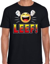 Funny emoticon t-shirt LEEF zwart voor heren L