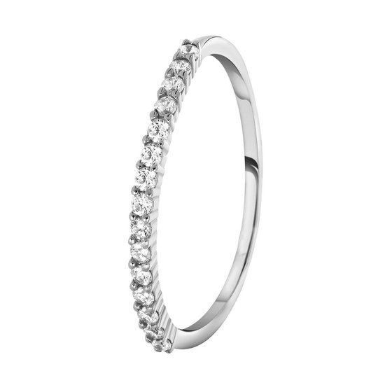 Lucardi - Dames Ring met rij zirkonia - Ring - Cadeau - Echt Zilver
