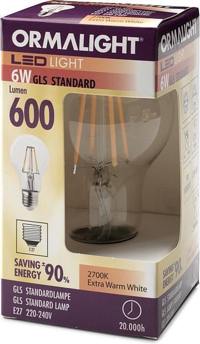Ledlamp - E27 - 600 lm - bol - helder - dimbaar 600 lumen | bol.com