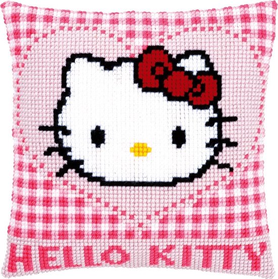 Hello Kitty in hartje Kruissteekkussen pakket