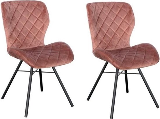 Marieke velvet stoel - Velvet - Roze - Set van 2