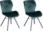 Marieke velvet stoel - Velvet - Donker Groen - Set van 2