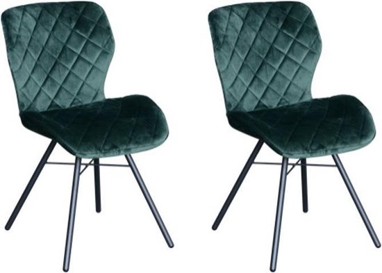 Verst jungle verjaardag Marieke velvet stoel - Velvet - Donker Groen - Set van 2 | bol.com