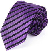 Zijden stropdassen - stropdas heren ThannaPhum Zijden stropdas paars met zwarte streep