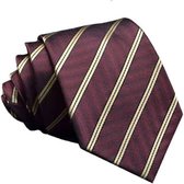 Zijden stropdassen - stropdas heren - ThannaPhum Donkerrode zijden stropdas goudkleurig gestreept