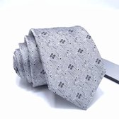 Zijden stropdassen - stropdas heren - ThannaPhum Zilverkleurige zijden stropdas gebloemd