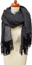 cashmere sjaal dames - cashmere sjaal heren - kasjmier sjaal - luxe sjaal - ThannaPhum Luxe Cashmere sjaal zwart grijs 70 x 180 cm