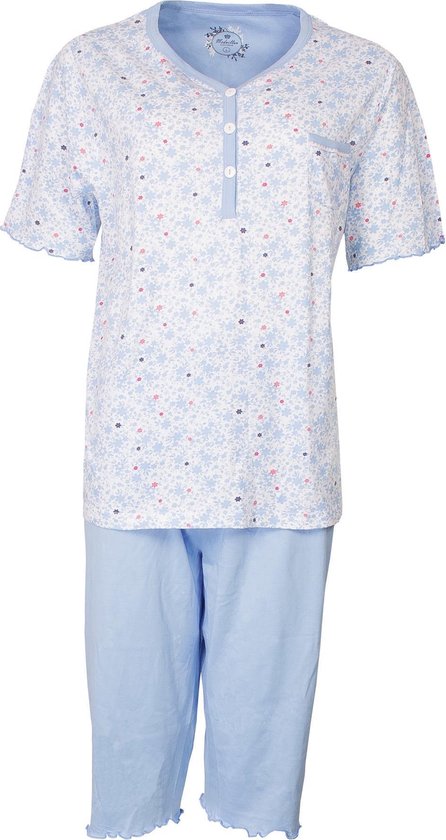 Medaillon Dames drie kwart Pyjama Blauw MEPYD1803A Maten: M | bol.com