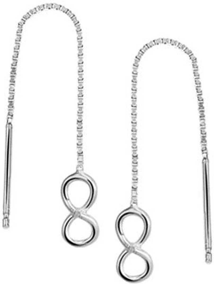 YO&NO - Oorbellen - Zilver - Doortrekoorbellen - Infinity of  Peace - Sieraden Vrouw - 1mm - 60mm - Poli - Gerhodineerd - Zilver 925