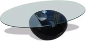 Salontafel - ovale glazen tafelblad - hoogglans - zwart