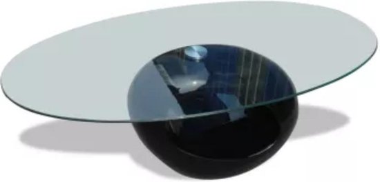 Salontafel - ovale glazen tafelblad - hoogglans - zwart | bol.com