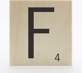 Houten scrabble letter F - 8 x 8 cm