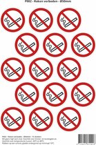 Pictogram sticker P002 - Roken verboden - Ø 50mm - 15 stickers op 1 vel