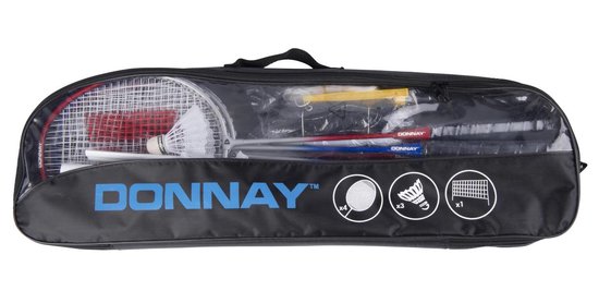 Donnay Badmintonset, 9dlg. - 4 Rackets - 3 Ballen - draagtas