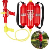 relaxdays pistolet à eau pompiers enfants - avec sac à dos - pulvérisateur d'incendie - réservoir arrière - rouge