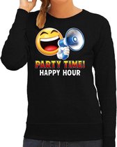 Funny emoticon sweater Party time happy hour zwart dames L