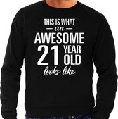 Awesome 21 year - geweldige 21 jaar cadeau sweater / trui zwart heren -  Verjaardag cadeau / kado sweater L