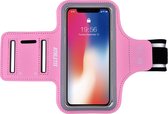 ATHLETIX Sportarmband - Universele Hardloop Armband - iPhone, Samsung & Huawei - Reflecterend, Spatwaterdicht, Sleutelhouder, Verstelbaar - Neopreen - Roze Sportarmband
