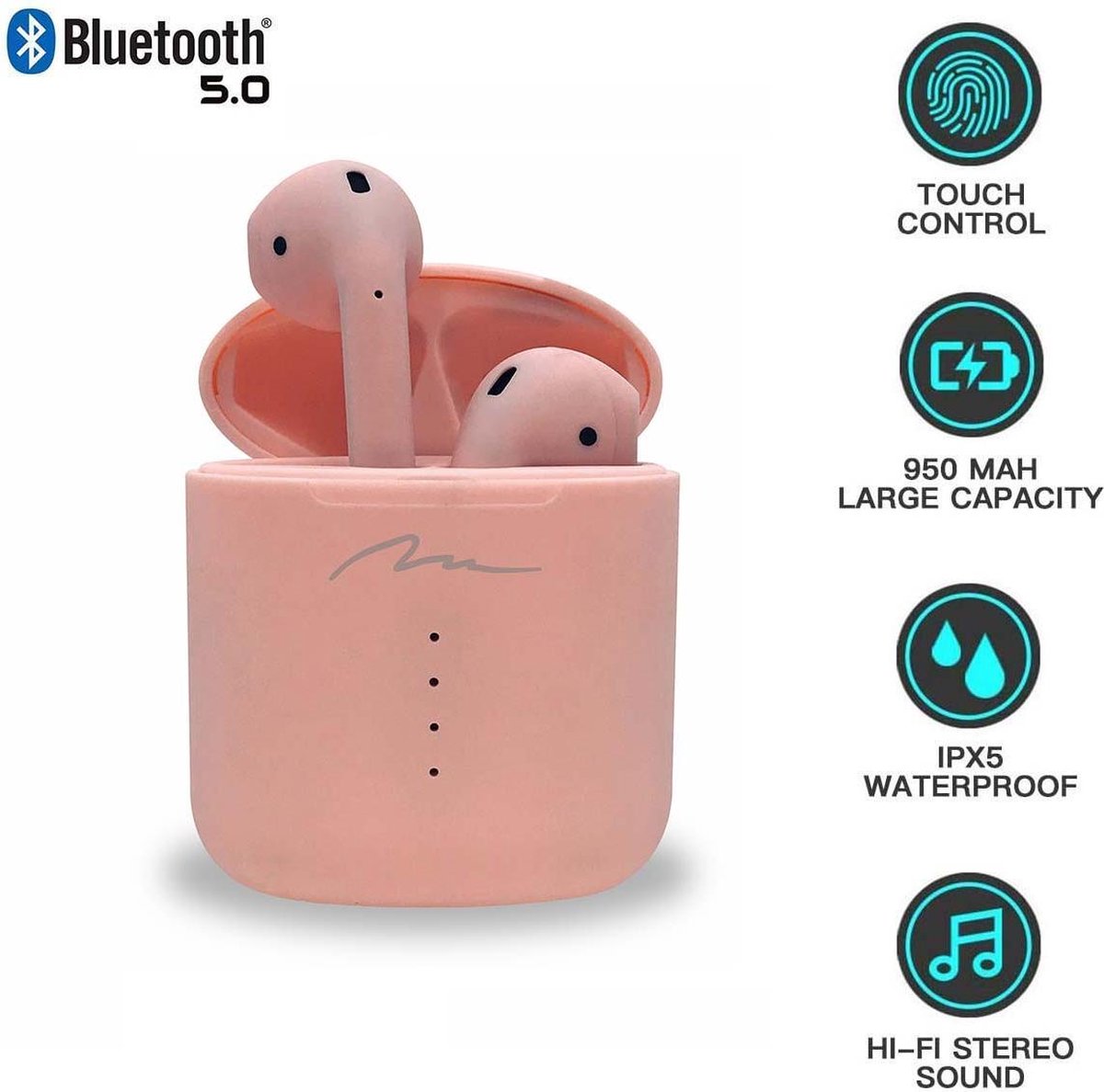 R-PHONES PRO+ ROZE - Draadloze oordopjes - Met Touch functie - Bluetooth  oortjes -... | bol.com