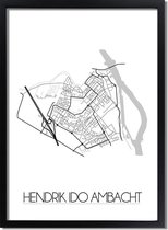 DesignClaud Hendrik Ido Ambacht Plattegrond poster A2 + Fotolijst zwart