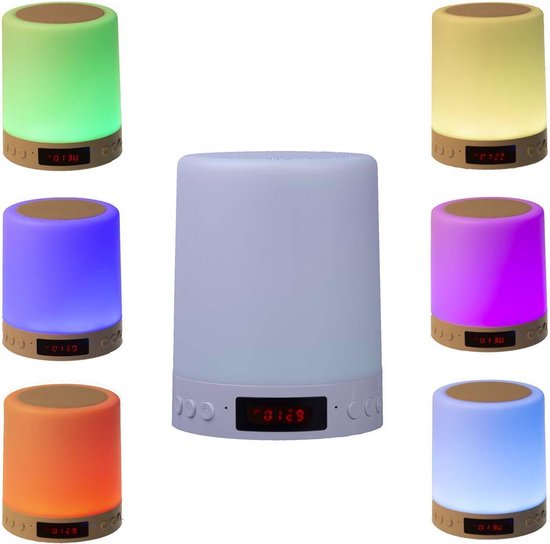 lepel Supplement Triviaal Bluetooth Speaker Wekker Radio - Touch Led Lamp 7 Kleuren - Mooie Muziek  Sfeer... | bol.com