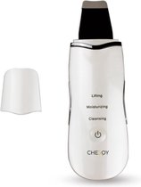 Skin Scrubber | CHEROY | Wit | Gezichtsreiniger | Ultrasoon | Huidverjongingsapparaat | Ultasone Spatel | Anti Acne | Cavitatie Peeling | Ultrasonic | Dieptereiniging | Hydratatie | Verstevig