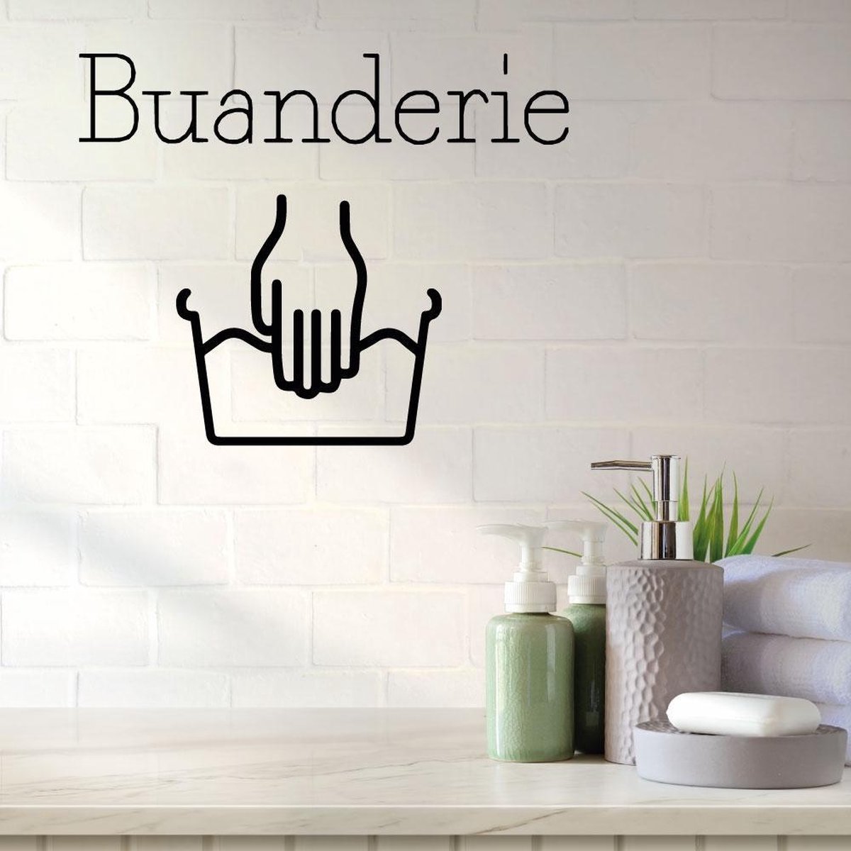 Sticker mural buanderie Buanderie - Zwart