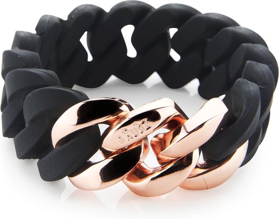 Ladies' Bracelet Therubz Black With 3 Soft Gold Links