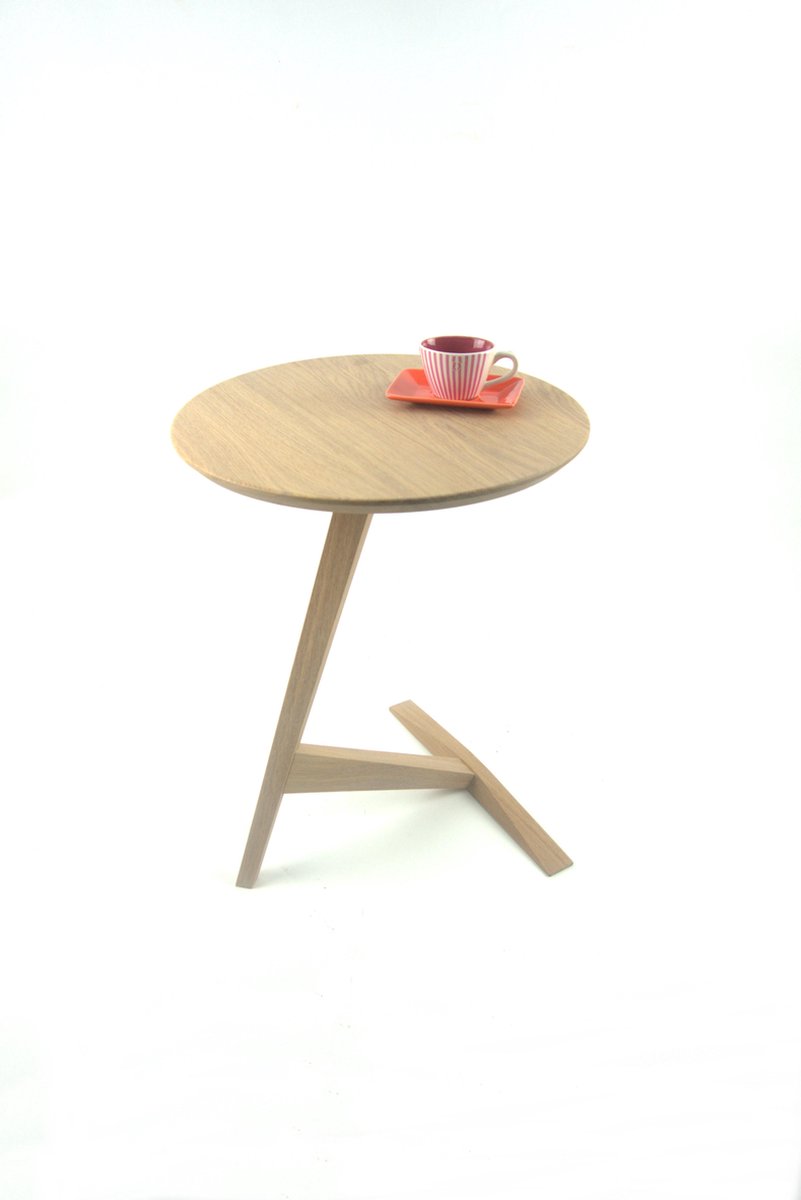 Eikenhouten bijzettafel - rond - model ADA