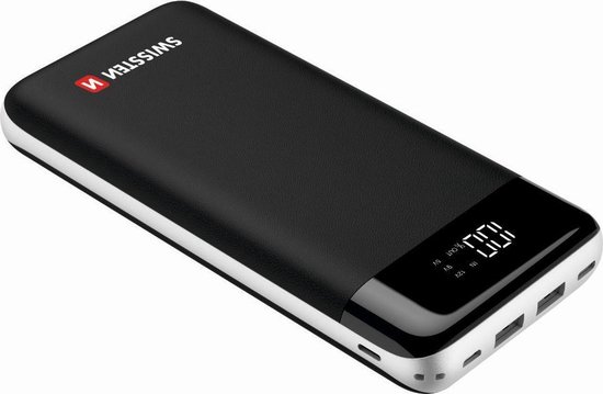 Swissten Powerbank Black Core - 30.000 mAh - Geschikt voor o.a. iPhone & Samsung - USB & USB-C - Zwart