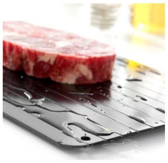 Ontdooi plaat - eten ontdooien - zonder magnetron - behoud kwaliteit - vlees - gevogelte - vis - A.K.A.