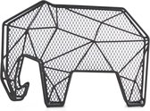 Kikkerland Brievenhouder - Grafische olifant - Zwart - Organiser - Metaal - 25x15x9CM
